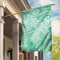 Aotearoa Maori Koru Curves Garden Flag Silver Ferns - Mint LT7 House Flag Mint Green - Polynesian Pride
