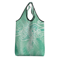 Aotearoa Maori Koru Curves Grocery Bag Silver Ferns - Mint LT7 - Polynesian Pride
