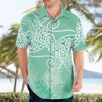 Aotearoa Maori Koru Curves Hawaiian Shirt Silver Ferns - Mint