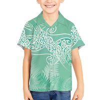 Aotearoa Maori Koru Curves Hawaiian Shirt Silver Ferns - Mint