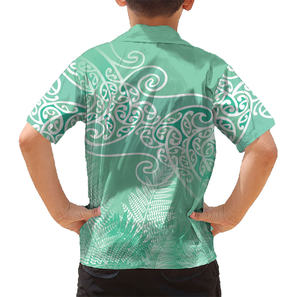 Aotearoa Maori Koru Curves Hawaiian Shirt Silver Ferns - Mint