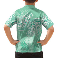 Aotearoa Maori Koru Curves Hawaiian Shirt Silver Ferns - Mint