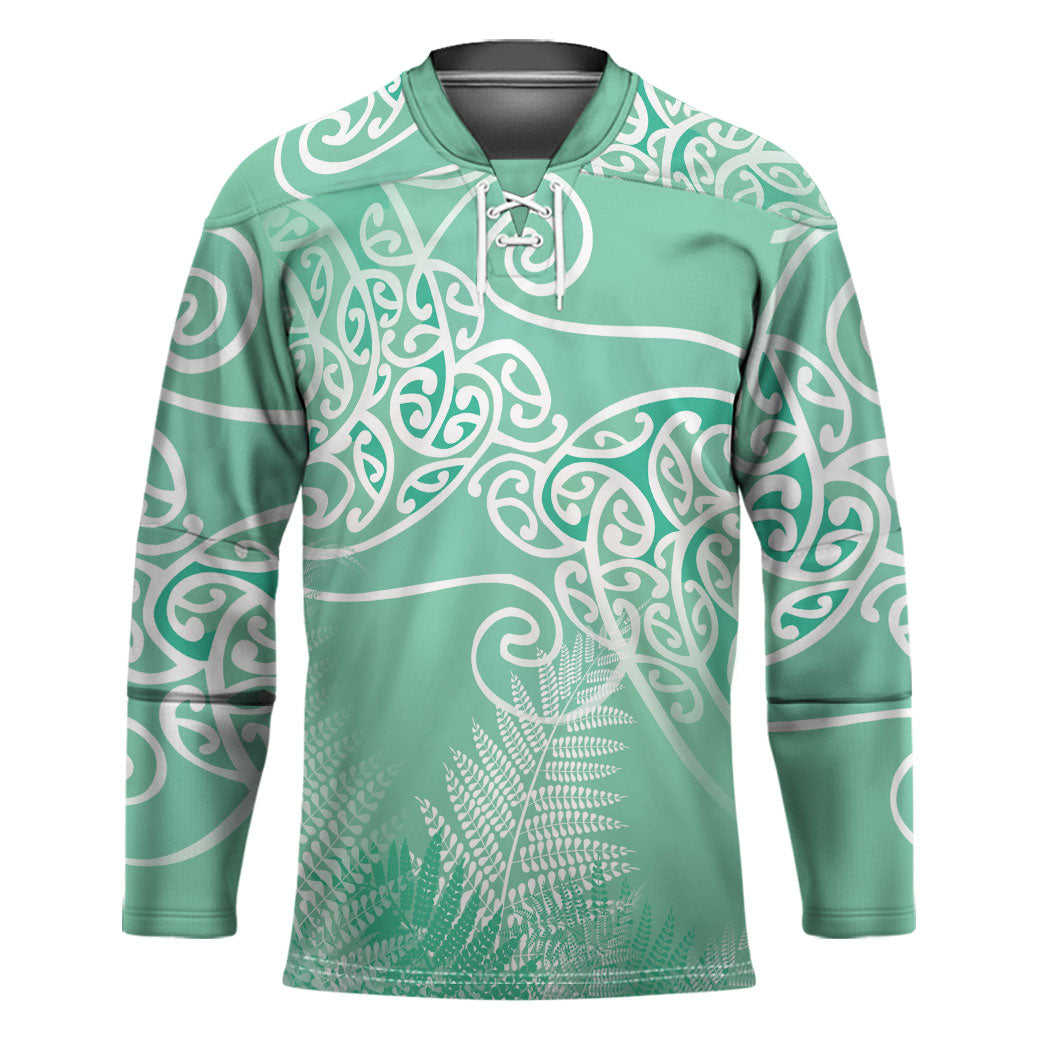 Aotearoa Maori Koru Curves Hockey Jersey Silver Ferns - Mint LT7 Unisex Mint Green - Polynesian Pride