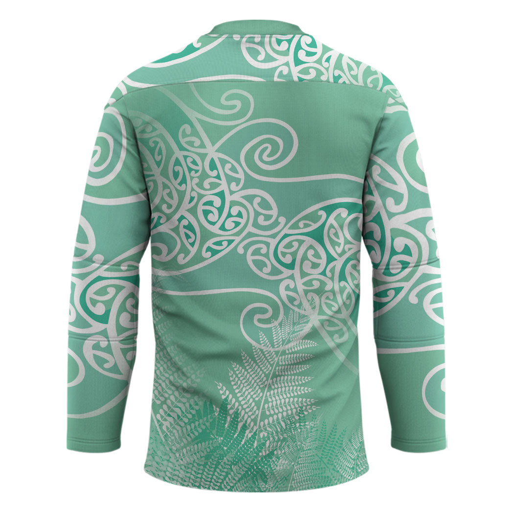 Aotearoa Maori Koru Curves Hockey Jersey Silver Ferns - Mint LT7 - Polynesian Pride
