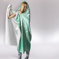 Aotearoa Maori Koru Curves Hooded Blanket Silver Ferns - Mint LT7 - Polynesian Pride