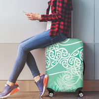 Aotearoa Maori Koru Curves Luggage Cover Silver Ferns - Mint LT7 - Polynesian Pride