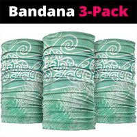 Aotearoa Maori Koru Curves Neck Gaiter Silver Ferns - Mint LT7 package One Size: 25*50cm Mint Green - Polynesian Pride