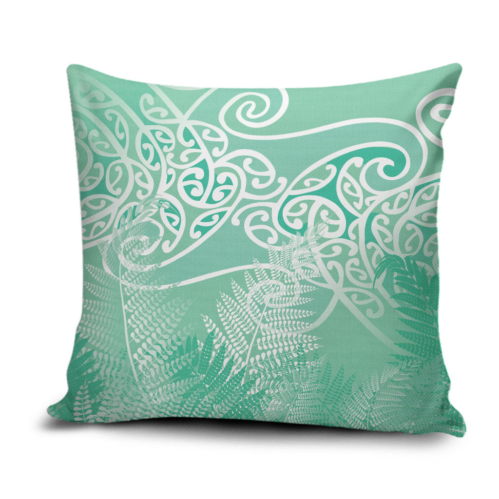 Aotearoa Maori Koru Curves Pillow Cover Silver Ferns - Mint LT7 Mint Green - Polynesian Pride