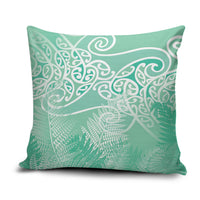 Aotearoa Maori Koru Curves Pillow Cover Silver Ferns - Mint LT7 Mint Green - Polynesian Pride