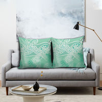 Aotearoa Maori Koru Curves Pillow Cover Silver Ferns - Mint LT7 - Polynesian Pride