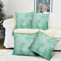 Aotearoa Maori Koru Curves Pillow Cover Silver Ferns - Mint LT7 - Polynesian Pride
