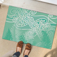 Aotearoa Maori Koru Curves Rubber Doormat Silver Ferns - Mint LT7 - Polynesian Pride