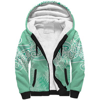 Aotearoa Maori Koru Curves Sherpa Hoodie Silver Ferns - Mint LT7 Unisex Mint Green - Polynesian Pride