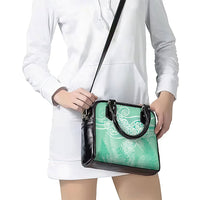 Aotearoa Maori Koru Curves Shoulder Handbag Silver Ferns - Mint LT7 - Polynesian Pride