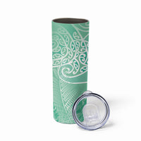 Aotearoa Maori Koru Curves Skinny Tumbler Silver Ferns - Mint LT7 - Polynesian Pride