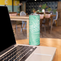 Aotearoa Maori Koru Curves Skinny Tumbler Silver Ferns - Mint LT7 - Polynesian Pride