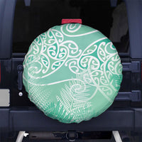 Aotearoa Maori Koru Curves Spare Tire Cover Silver Ferns - Mint LT7 No hole Mint Green - Polynesian Pride
