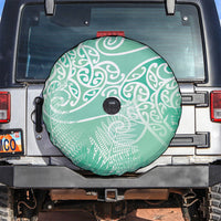 Aotearoa Maori Koru Curves Spare Tire Cover Silver Ferns - Mint LT7 Mint Green - Polynesian Pride
