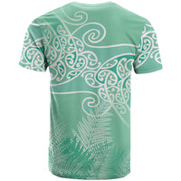 Aotearoa Maori Koru Curves T Shirt Silver Ferns - Mint LT7 - Polynesian Pride