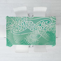 Aotearoa Maori Koru Curves Tablecloth Silver Ferns - Mint LT7 Mint Green - Polynesian Pride