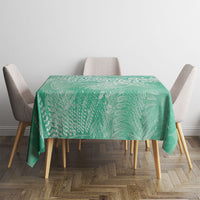 Aotearoa Maori Koru Curves Tablecloth Silver Ferns - Mint LT7 - Polynesian Pride