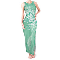 Aotearoa Maori Koru Curves Tank Maxi Dress Silver Ferns - Mint LT7 Women Mint Green - Polynesian Pride