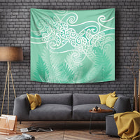 Aotearoa Maori Koru Curves Tapestry Silver Ferns - Mint LT7 Mint Green - Polynesian Pride