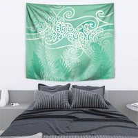 Aotearoa Maori Koru Curves Tapestry Silver Ferns - Mint LT7 - Polynesian Pride