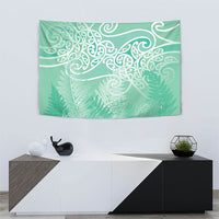 Aotearoa Maori Koru Curves Tapestry Silver Ferns - Mint LT7 - Polynesian Pride