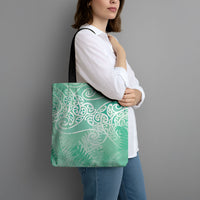 Aotearoa Maori Koru Curves Tote Bag Silver Ferns - Mint LT7 - Polynesian Pride