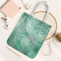 Aotearoa Maori Koru Curves Tote Bag Silver Ferns - Mint LT7 White Strap One Size Mint Green - Polynesian Pride