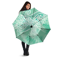 Aotearoa Maori Koru Curves Umbrella Silver Ferns - Mint LT7 - Polynesian Pride