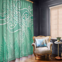 Aotearoa Maori Koru Curves Window Curtain Silver Ferns - Mint LT7 - Polynesian Pride