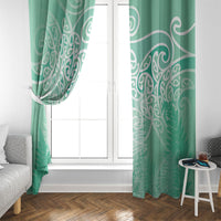 Aotearoa Maori Koru Curves Window Curtain Silver Ferns - Mint LT7 - Polynesian Pride
