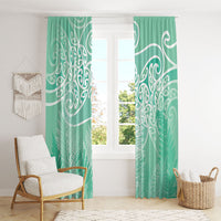 Aotearoa Maori Koru Curves Window Curtain Silver Ferns - Mint LT7 - Polynesian Pride
