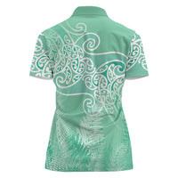 Aotearoa Maori Koru Curves Women Polo Shirt Silver Ferns - Mint LT7 - Polynesian Pride