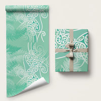 Aotearoa Maori Koru Curves Wrapping Paper Silver Ferns - Mint LT7 58" × 23" Mint Green - Polynesian Pride