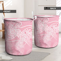 Aotearoa Maori Koru Curves Laundry Basket Silver Ferns - Rose Pink LT7 - Polynesian Pride