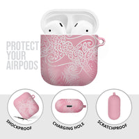Aotearoa Maori Koru Curves AirPods Case Silver Ferns - Rose Pink LT7 - Polynesian Pride