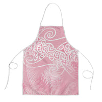 Aotearoa Maori Koru Curves Apron Silver Ferns - Rose Pink