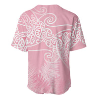 Aotearoa Maori Koru Curves Baseball Jersey Silver Ferns - Rose Pink LT7 - Polynesian Pride