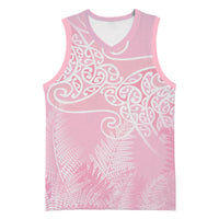 Aotearoa Maori Koru Curves Basketball Jersey Silver Ferns - Rose Pink LT7 Unisex Pink - Polynesian Pride