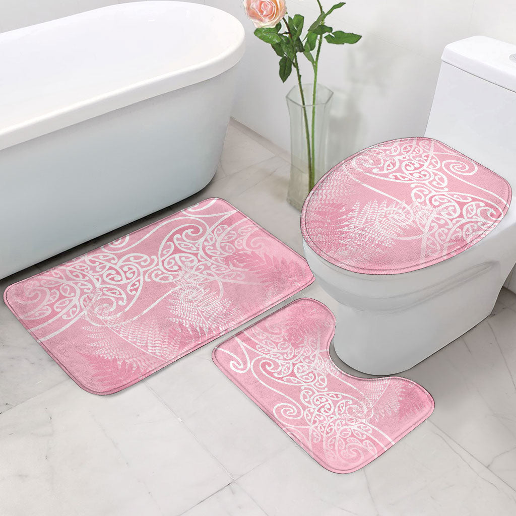 Aotearoa Maori Koru Curves Bathroom Set Silver Ferns - Rose Pink LT7 - Polynesian Pride