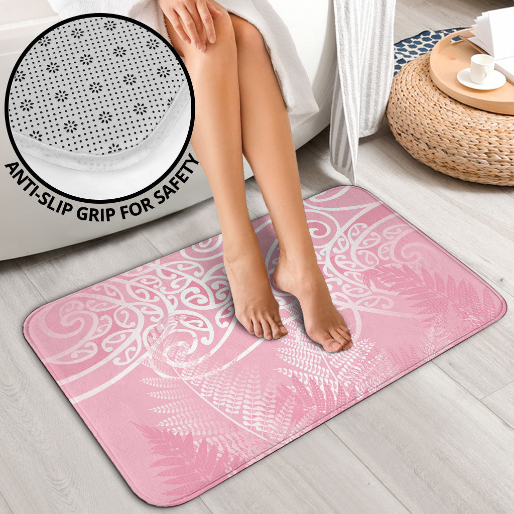Aotearoa Maori Koru Curves Bathroom Set Silver Ferns - Rose Pink LT7 - Polynesian Pride