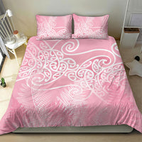 Aotearoa Maori Koru Curves Bedding Set Silver Ferns - Rose Pink LT7 - Polynesian Pride
