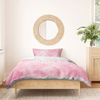 Aotearoa Maori Koru Curves Bedding Set Silver Ferns - Rose Pink LT7 - Polynesian Pride