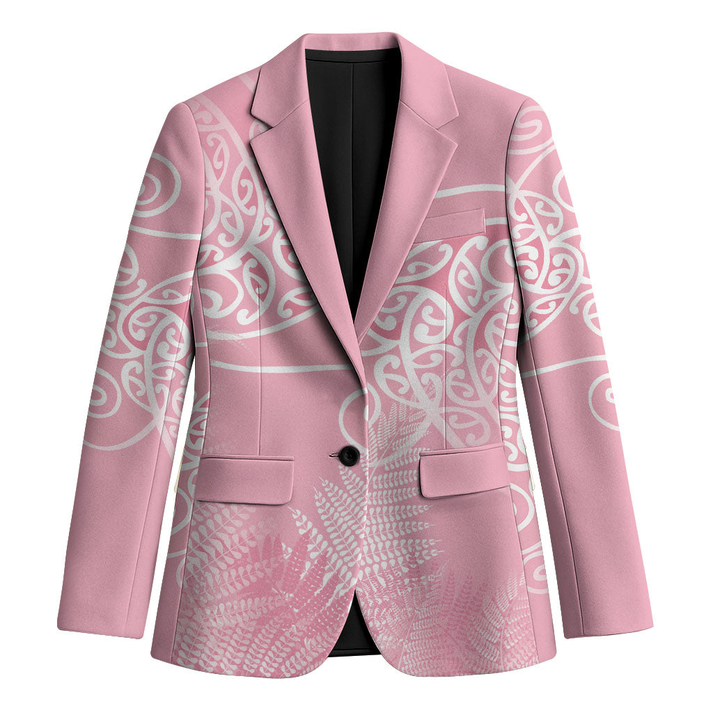 Aotearoa Maori Koru Curves Blazer Silver Ferns - Rose Pink LT7 Unisex Pink - Polynesian Pride