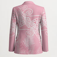 Aotearoa Maori Koru Curves Blazer Silver Ferns - Rose Pink LT7 - Polynesian Pride