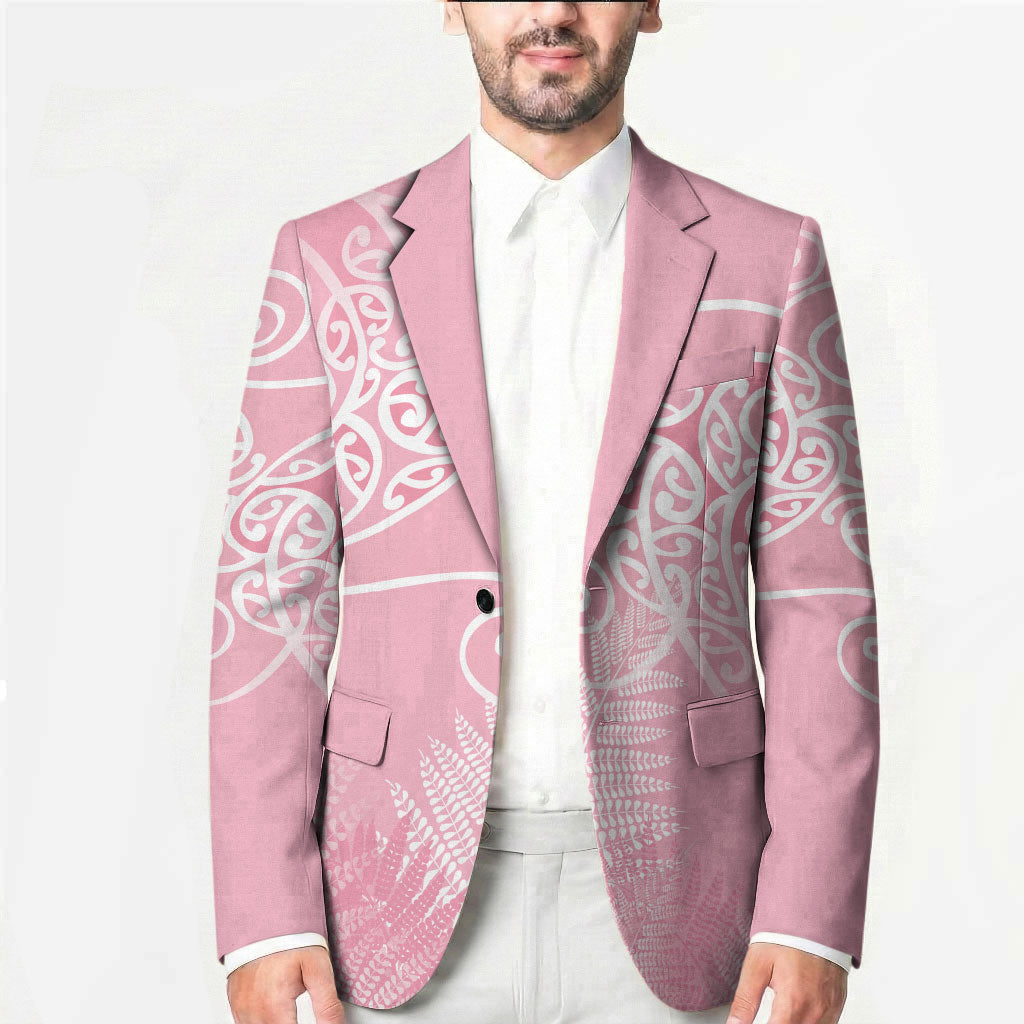 Aotearoa Maori Koru Curves Blazer Silver Ferns - Rose Pink LT7 - Polynesian Pride