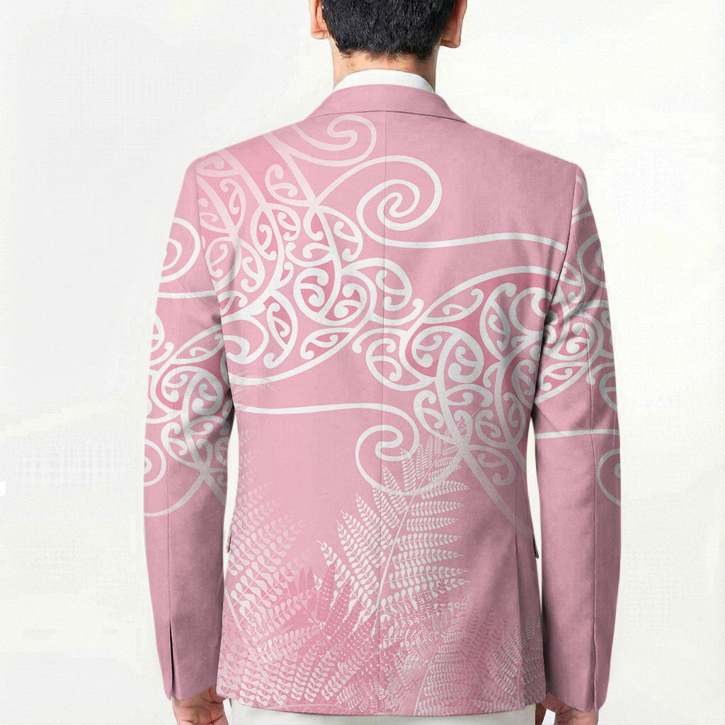 Aotearoa Maori Koru Curves Blazer Silver Ferns - Rose Pink LT7 - Polynesian Pride